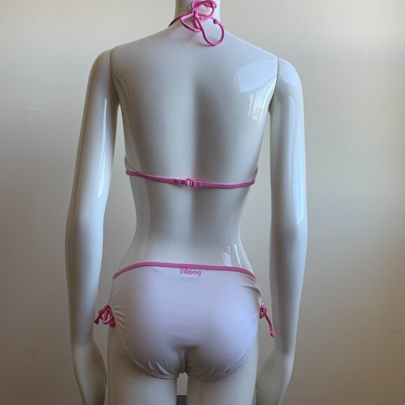 Billabong Girls swimwear pink & white floral patch and logo bikini set - Picture 5 of 6